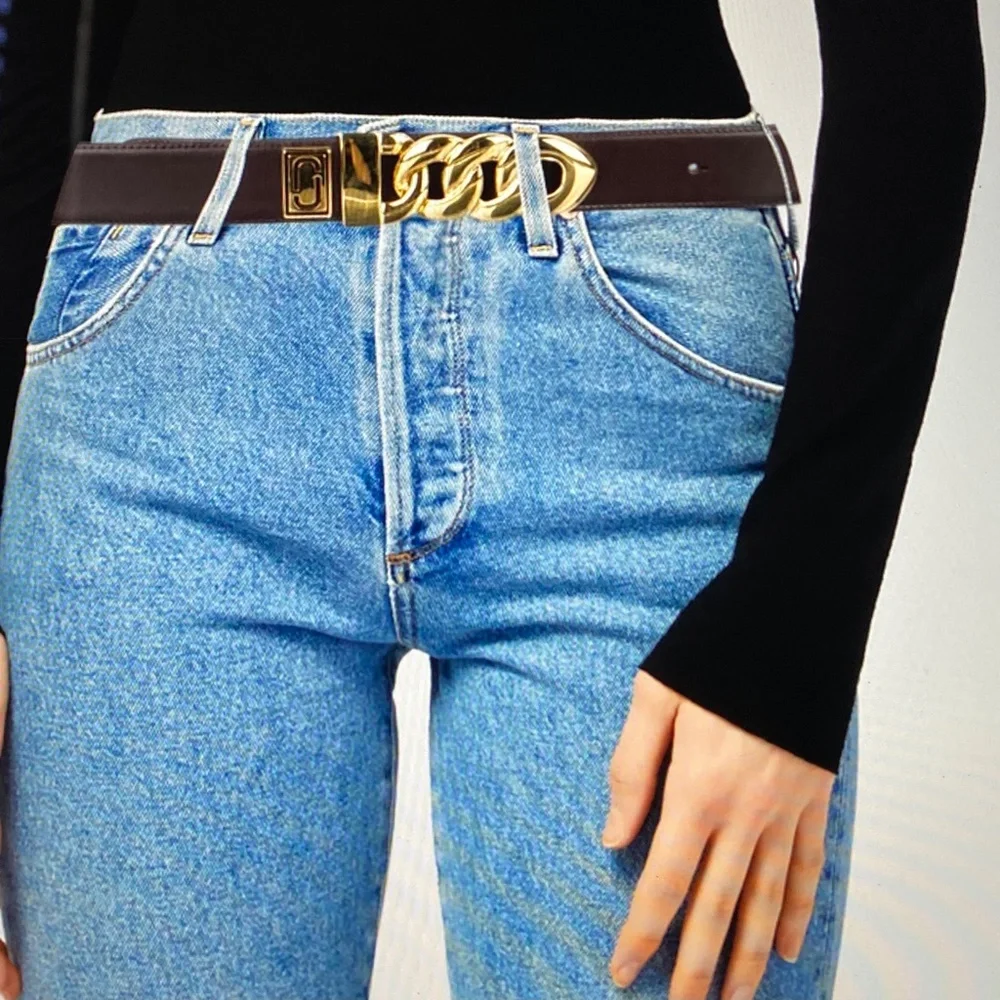 Marc Jacobs Dark Brown Double J Plaque Belt